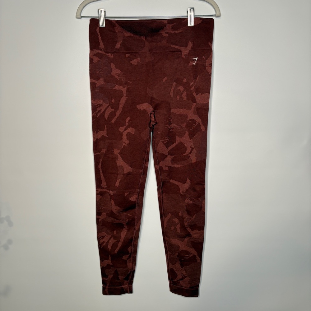 Gymshark Adapt Camo Seamless Ribbed Leggings Size XL in Savanna Cherry Brown